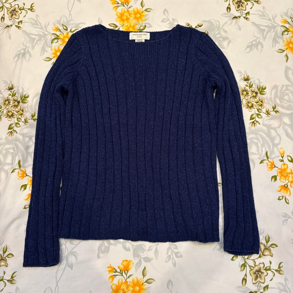 Jones NY Sport Petite Navy Sparkly Sweater